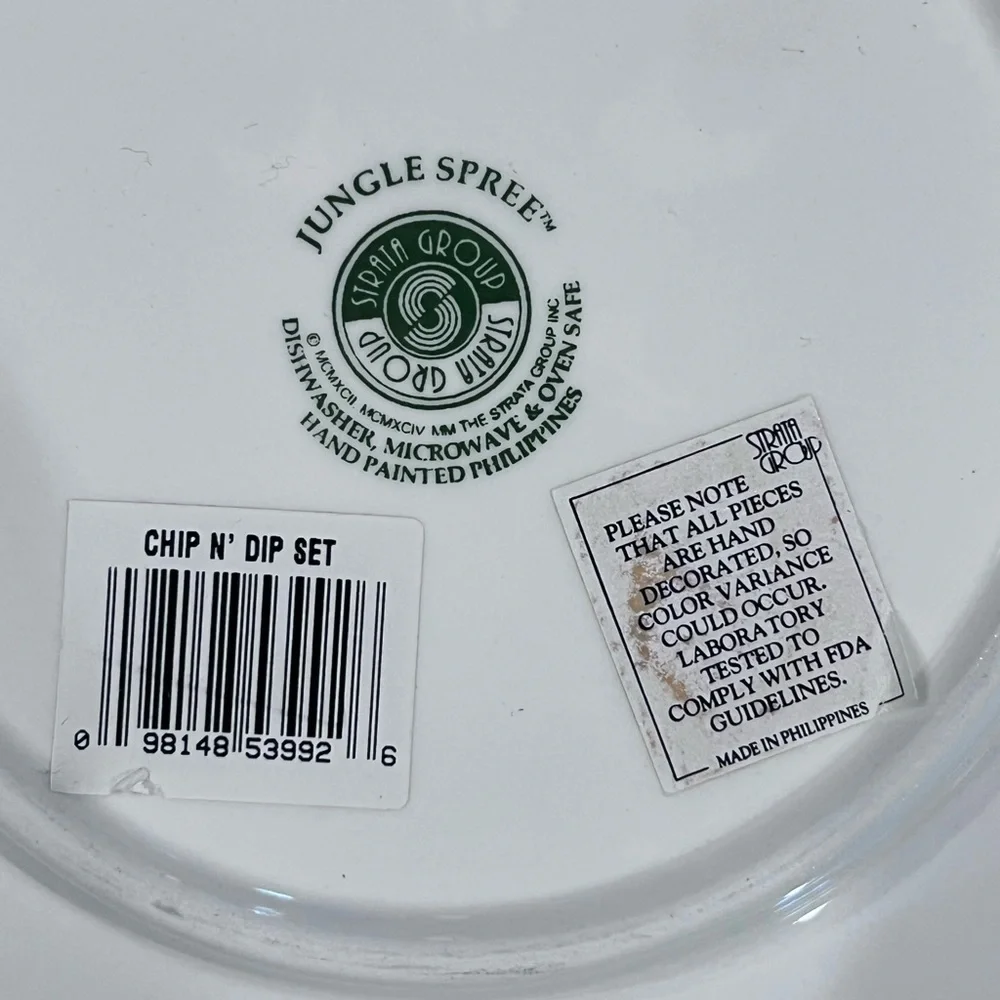 Vintage Handpainted Jungle Spree Chip And Dip Platter by Strata Group